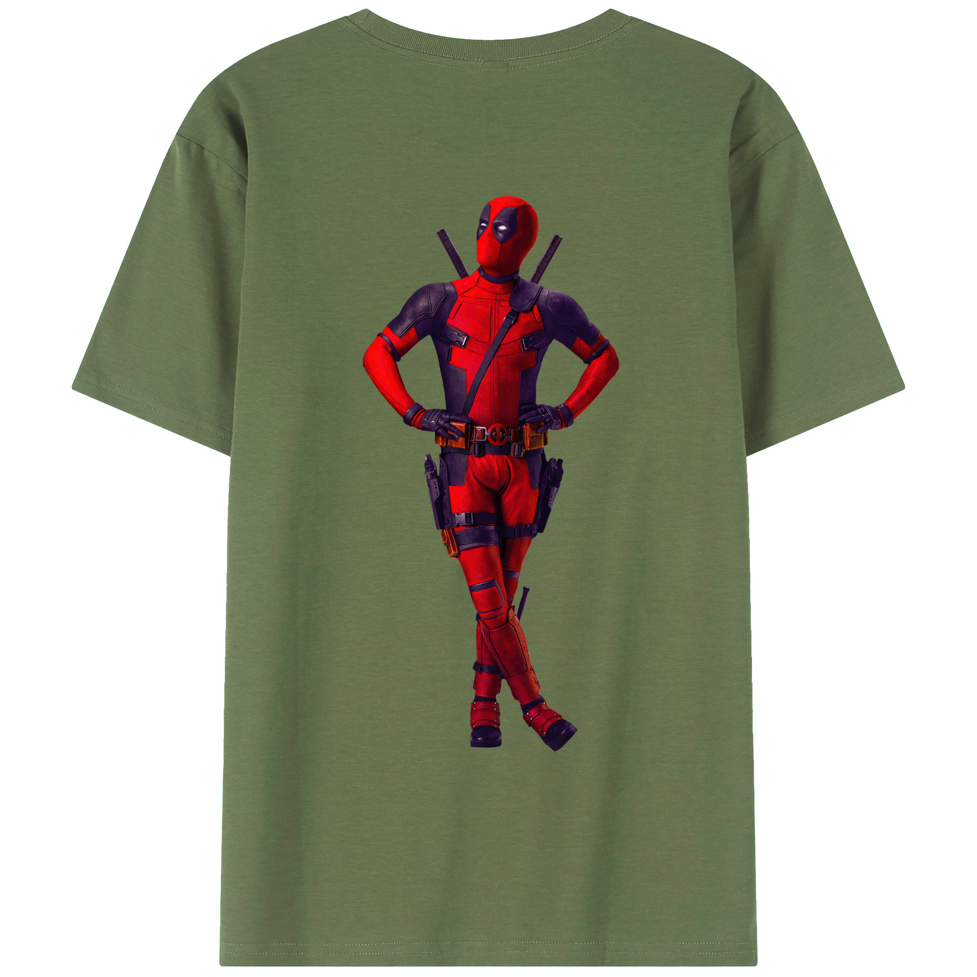 （画像用） Deadpool デッドプール 綿100％ メンズ半袖Tシャツ（バックプリント） 通気性